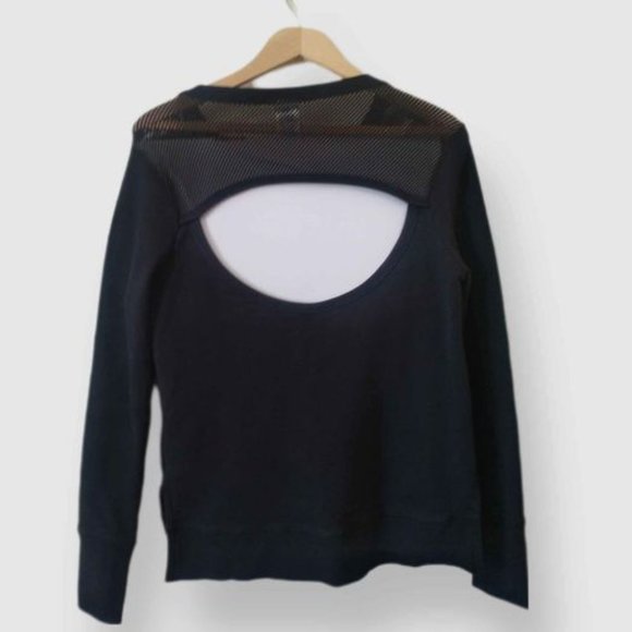 Victoria Secret Sport Black Size Small Sweatshirt With Mesh And Cut Out Back - Picture 2 of 8